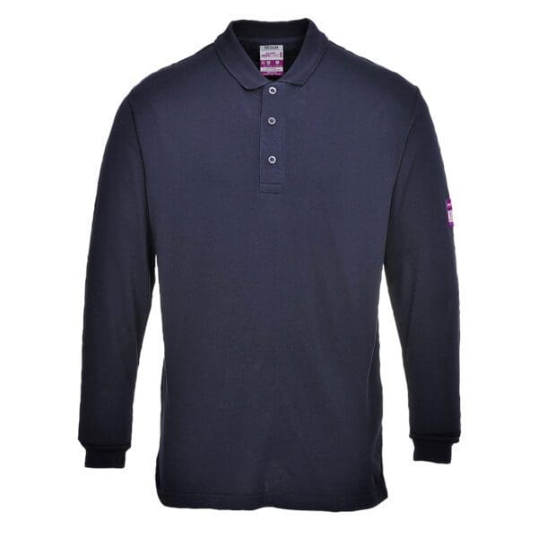 Flame Resistant Anti-Static Long Sleeve Polo Shirt - Image 3
