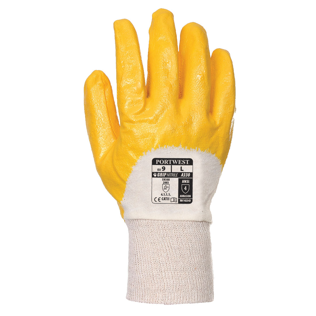 Portwest Guanti In Nitrile A300 Blu Navy Taglia XXL - Modello Knitwrist Antiolio, Antigrasso, Livello 4 Abrasione, EN388, Conforme CE