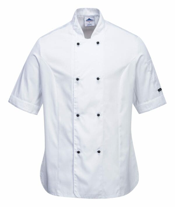 Rachel Ladies Short Sleeve Chefs Jacket - Image 3