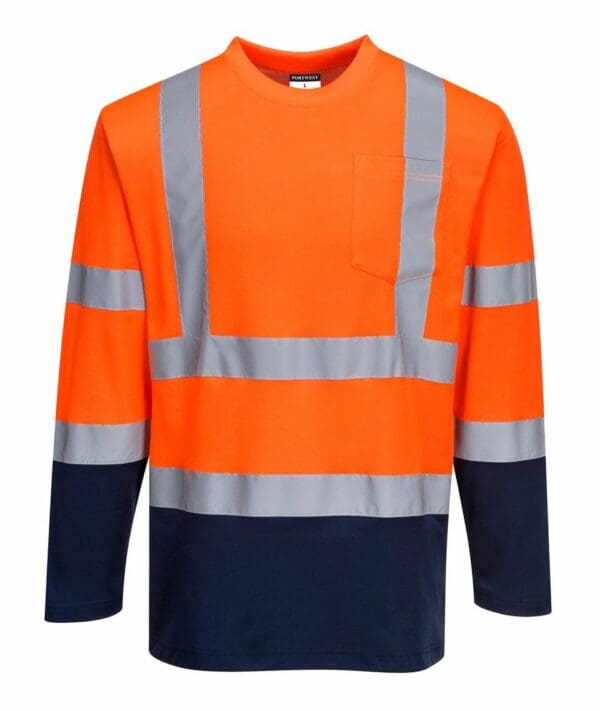 Two-Tone Long Sleeved Cotton Comfort T-Shirt
