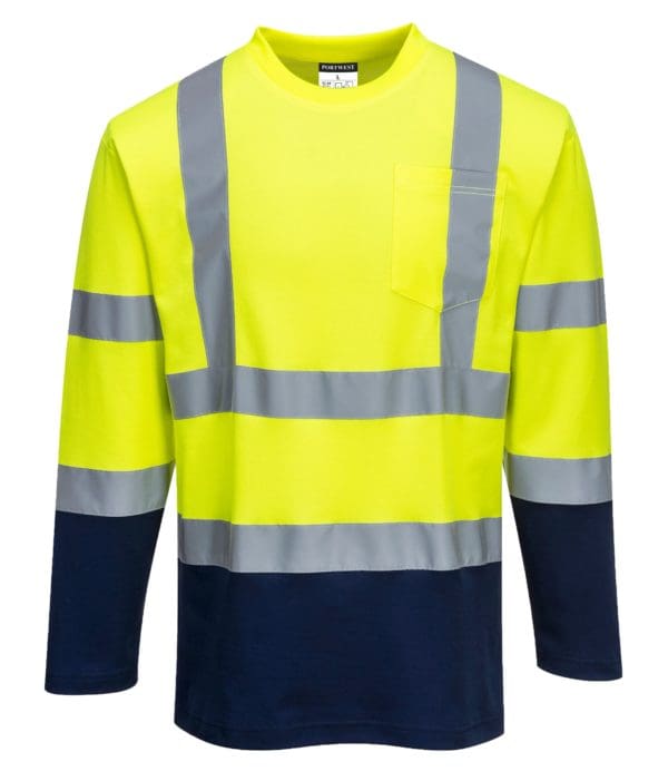 Two-Tone Long Sleeved Cotton Comfort T-Shirt - Image 3