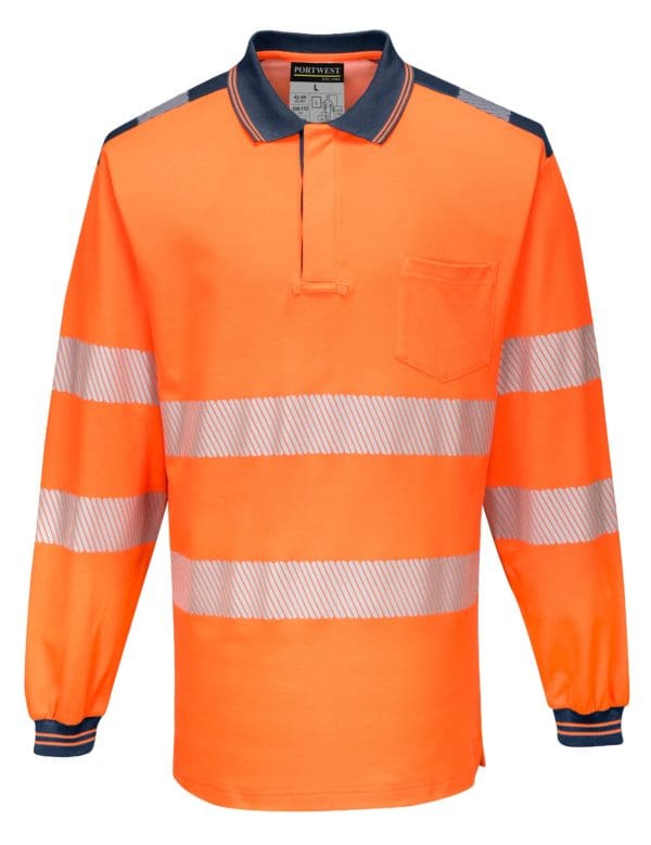 PW3 Hi-Vis Long Sleeve Polo Shirt - Image 5
