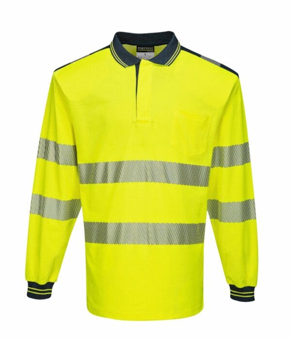 PW3 Hi-Vis Long Sleeve Polo Shirt - Image 7
