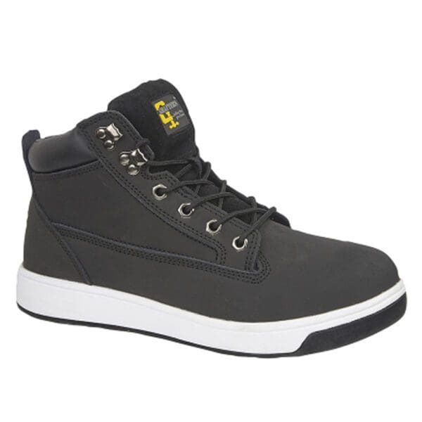 M057A - Action Nubuck Black Leather Safety Trainer Boot