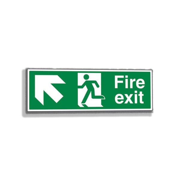 Fire Exit (Man Arrow up left) Safety Sign