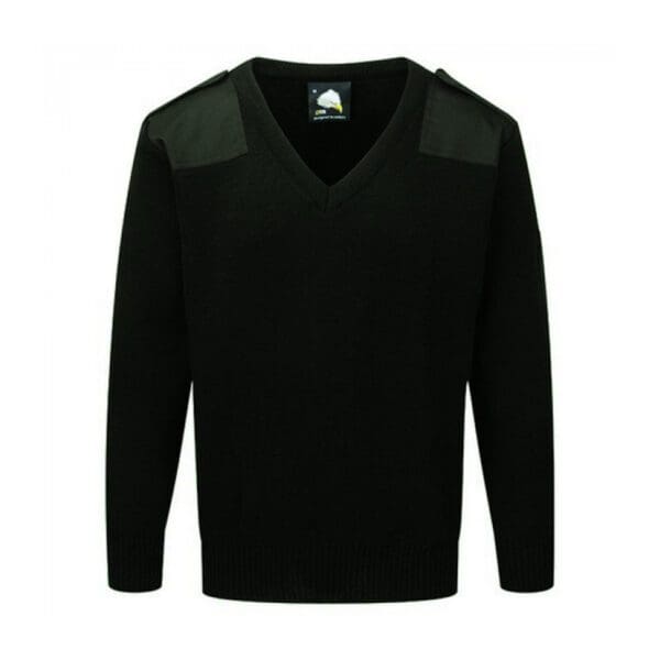 Unisex V Neck Premium Security Jumper DISCONTINUED - SIZES LARGE AND XL  IN BLACK LEFT