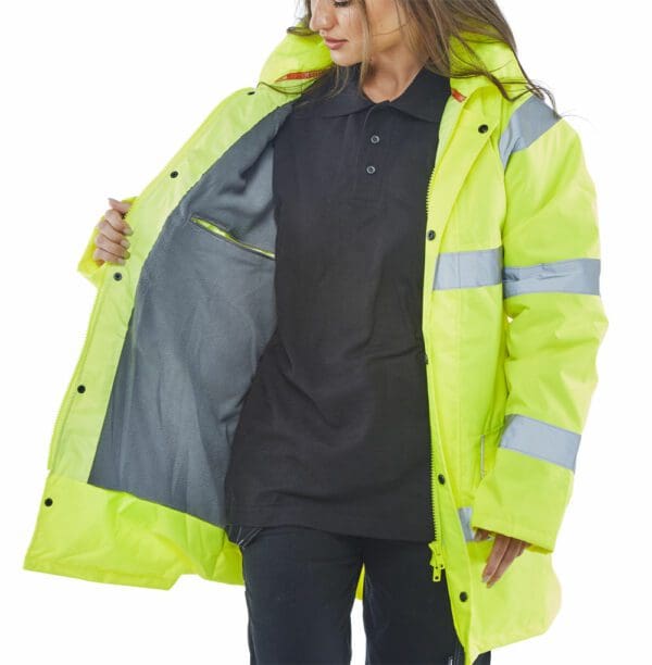 Fleece Lined High Visibility Foulweather Traffic Jacket - Image 2