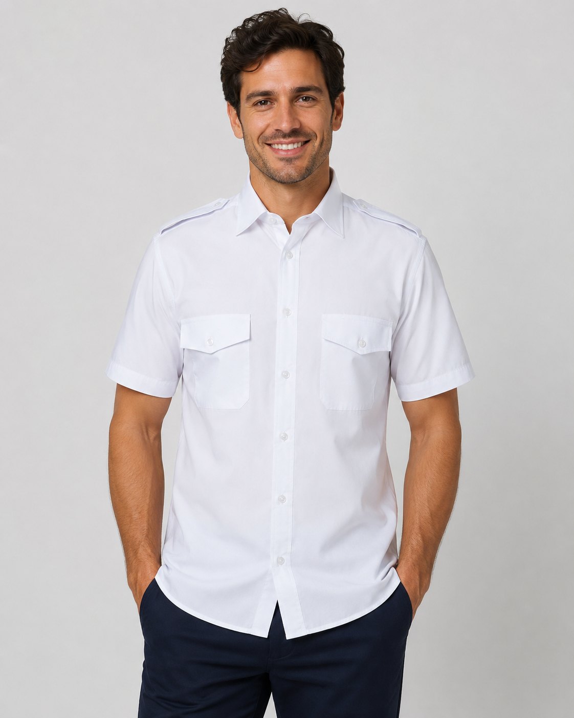 White Short Sleeved Pilot Shirt