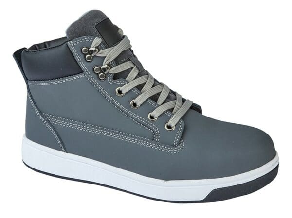 M057F - Action Nubuck Grey Leather Safety Trainer Boot