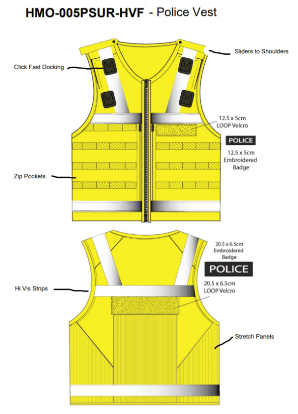 HG1A/KR1 (ballistic & Stab protection) Overt Molle Hi Vis Body Armour