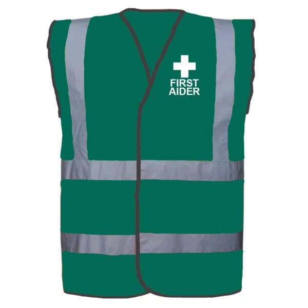 Green Hi Vis Vest - FIRST AIDER Printed