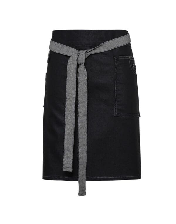 'Division' Waxed Look Denim Waist Apron