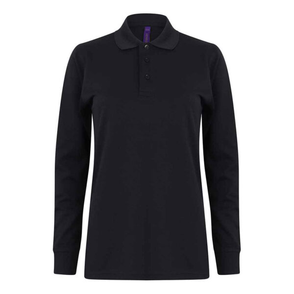 Henbury Unisex Long Sleeve Coolplus® Piqué Polo Shirt - Image 2