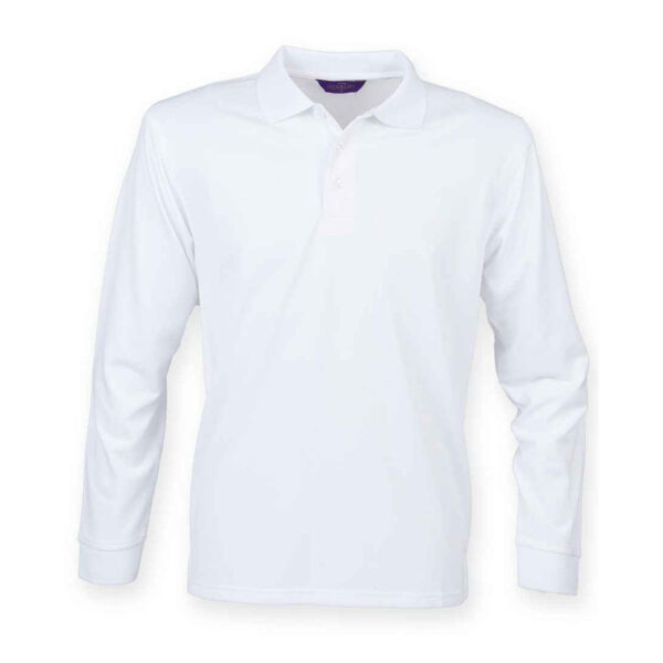 Henbury Unisex Long Sleeve Coolplus® Piqué Polo Shirt - Image 3