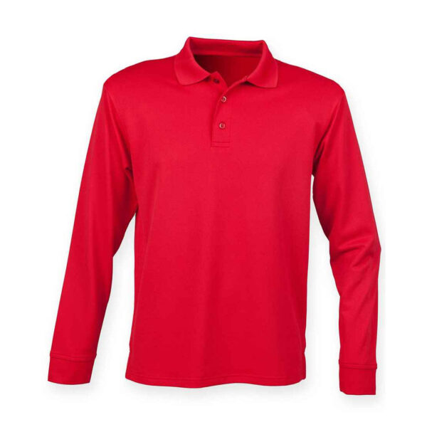Henbury Unisex Long Sleeve Coolplus® Piqué Polo Shirt - Image 4