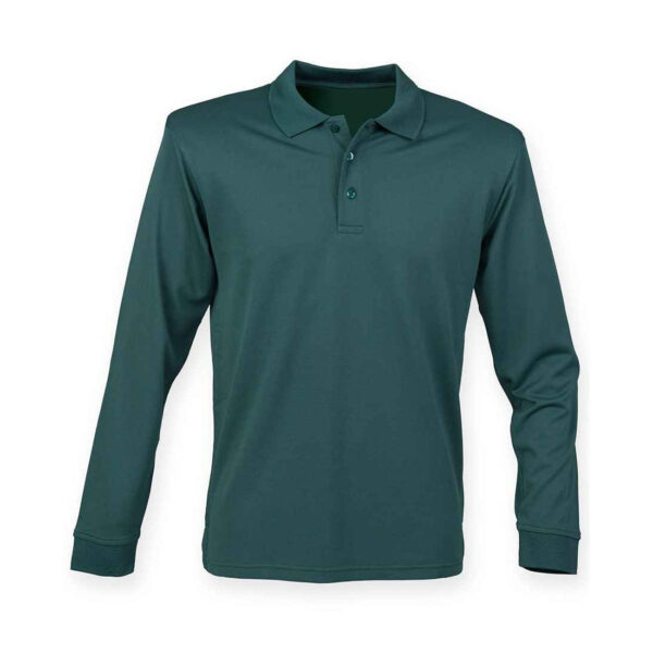 Henbury Unisex Long Sleeve Coolplus® Piqué Polo Shirt - Image 5