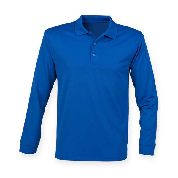 Henbury Unisex Long Sleeve Coolplus® Piqué Polo Shirt - Image 6