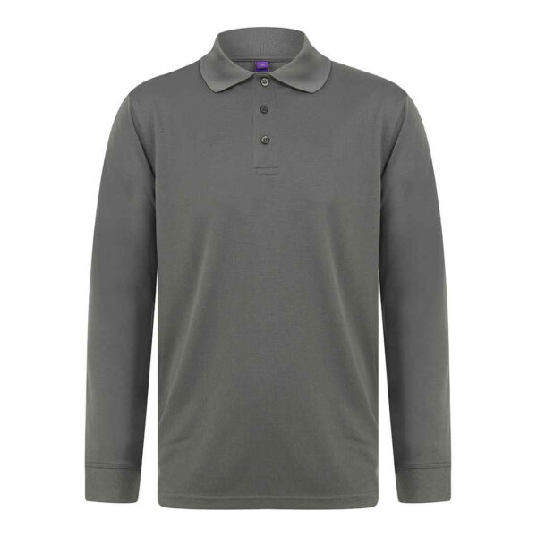 Henbury Unisex Long Sleeve Coolplus® Piqué Polo Shirt - Image 7