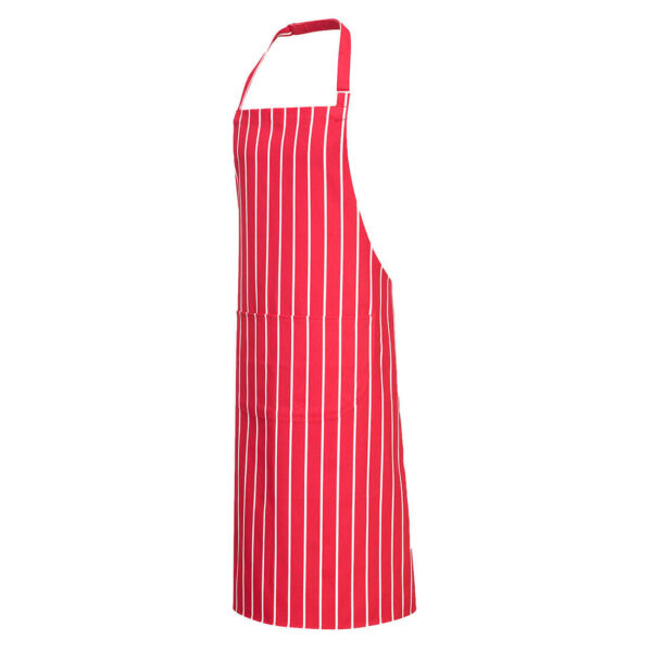 Butchers Apron with Pocket- Red / White - Image 2