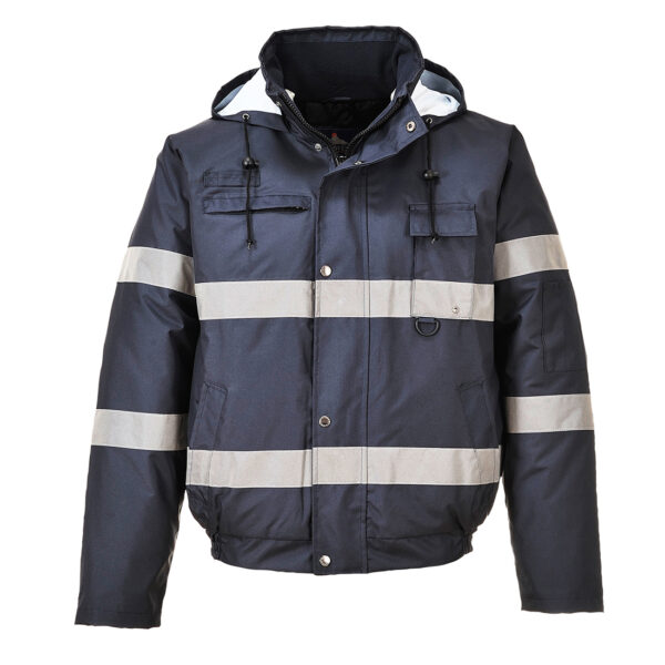 Iona HI Vis Navy Bomber Jacket Security Printed - Image 2