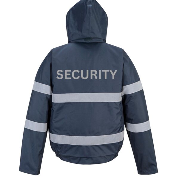 Iona HI Vis Navy Bomber Jacket Security Printed
