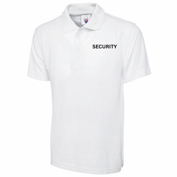 Security Printed White Polo Shirt - Image 2