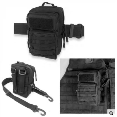 Black Molle Mini EDC Pouch Organiser with Carry Strap