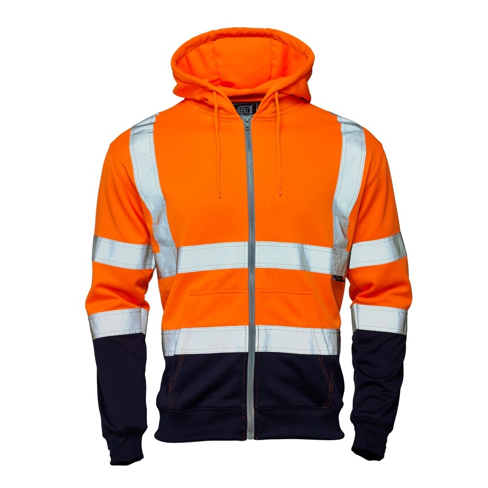 Supertouch Hi Vis 2 Tone Hooded Zipped Sweatshirt