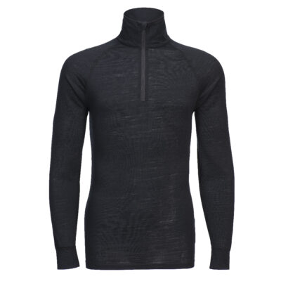 B184 - Merino Wool 1/4 Zip Baselayer Top Black