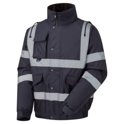 Peace Officer UK - Navy - Bomber Jacket - With Print on FLB-LS-RS-BACK