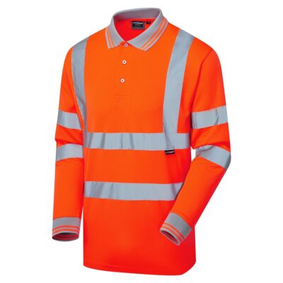 Supertouch Hi Vis Long Sleeved Bird Eye Orange Polo Shirt
