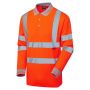 Hi-Vis Birds Eye Long Sleeved Polo - Orange