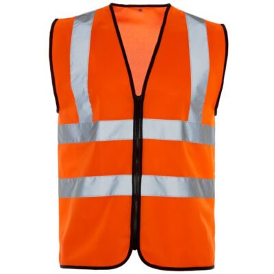 Hi Vis Orange Zip Vest - Basic - No Pockets