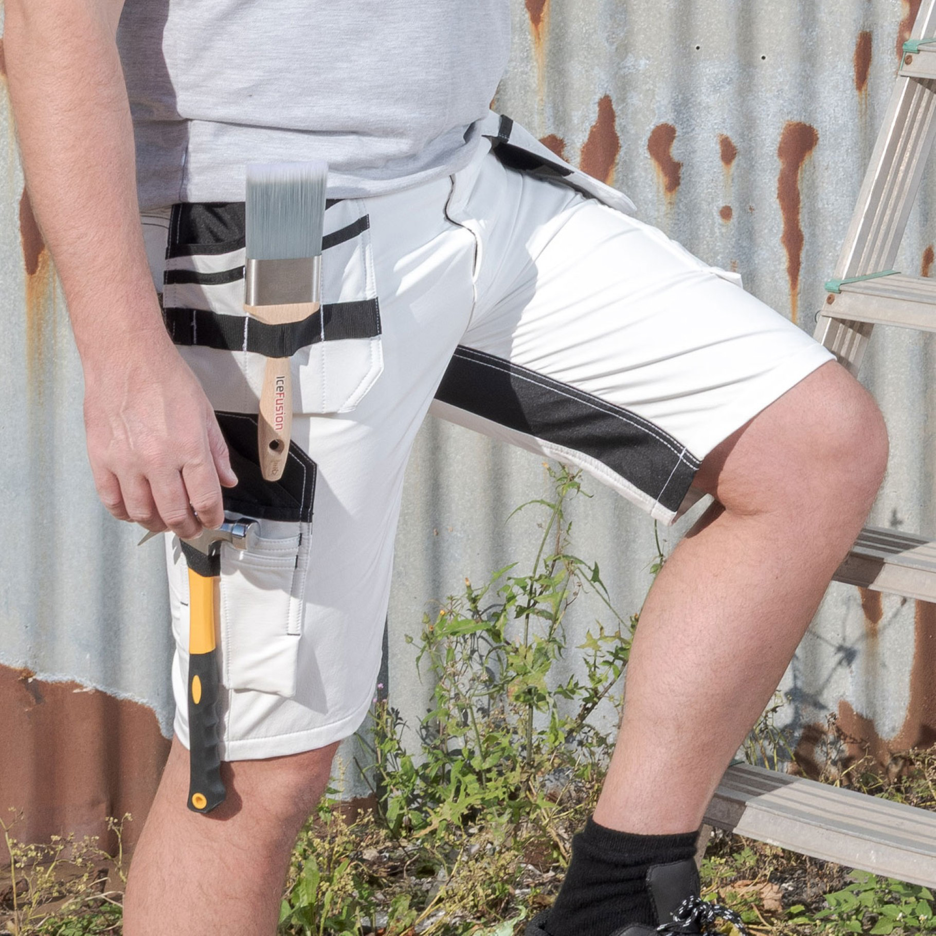 ProDec Ultra Flex Shorts with Holster Pockets White and Black - Image 2