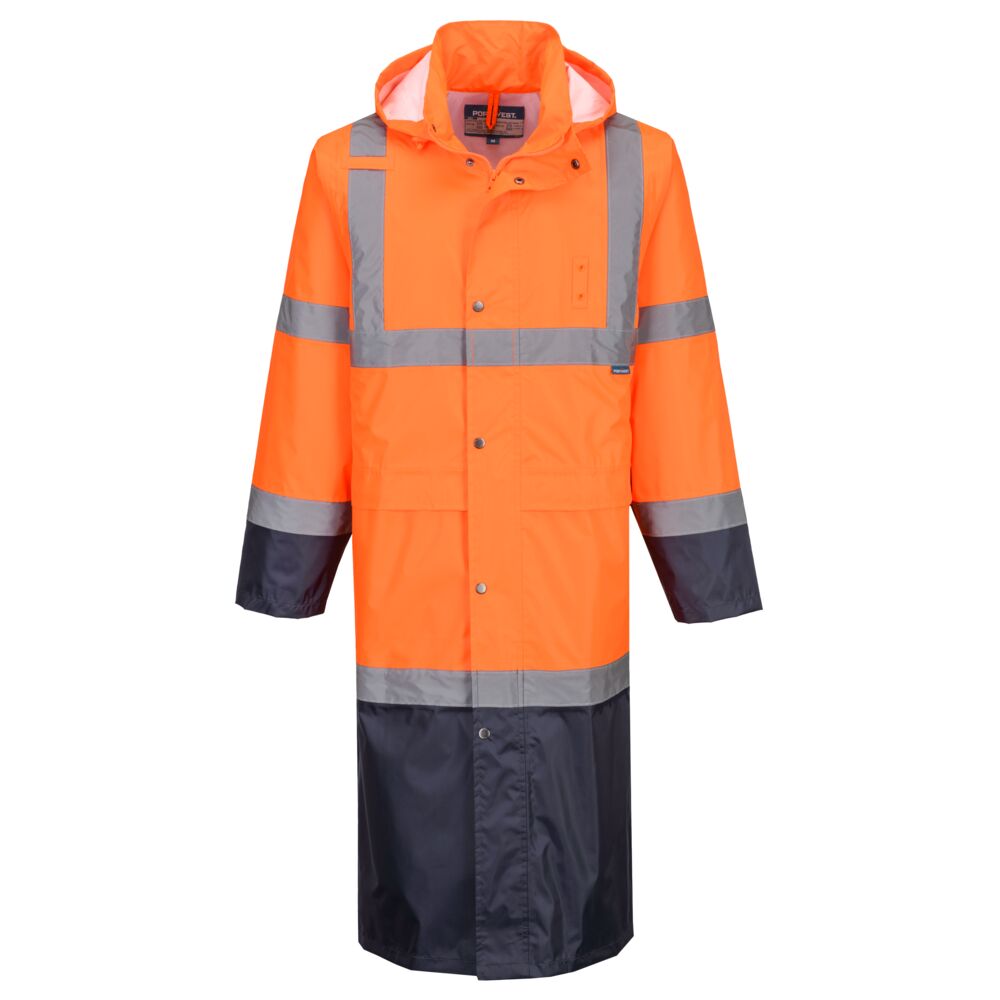 H446 - Hi-Vis Contrast LONG Raincoat 122cm