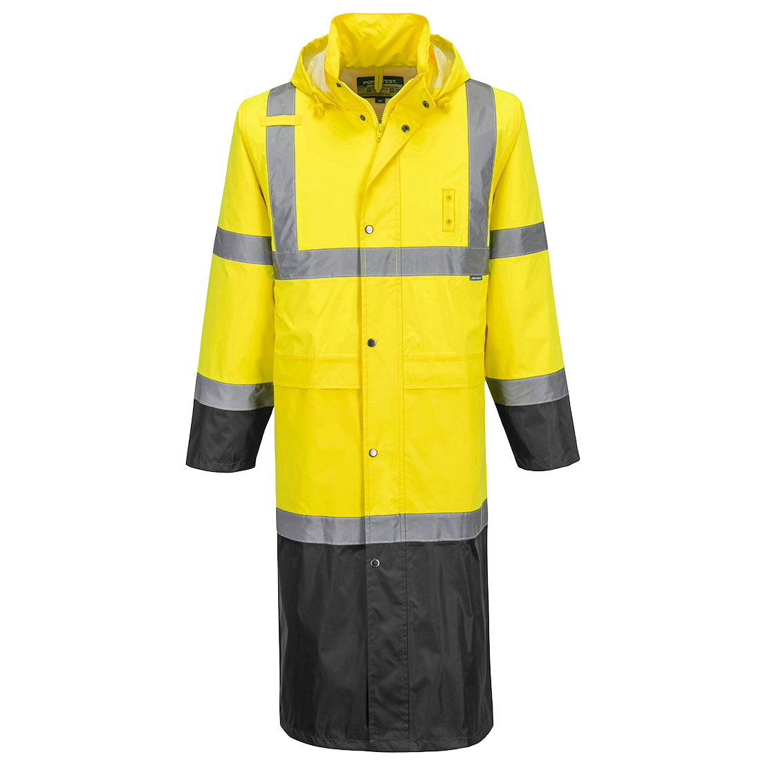 H446 - Hi-Vis Contrast LONG Raincoat 122cm - Image 4