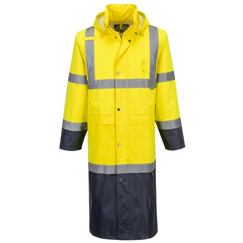H446 - Hi-Vis Contrast LONG Raincoat 122cm - Image 2